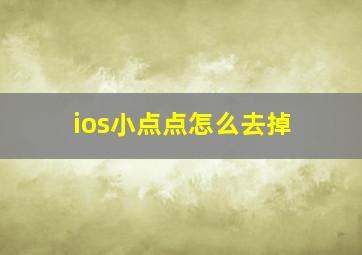 ios小点点怎么去掉