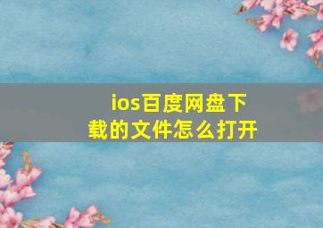 ios百度网盘下载的文件怎么打开