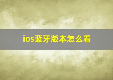 ios蓝牙版本怎么看