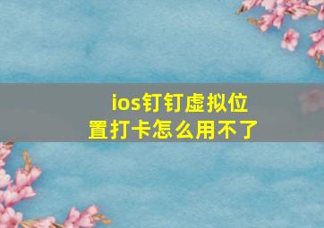 ios钉钉虚拟位置打卡怎么用不了