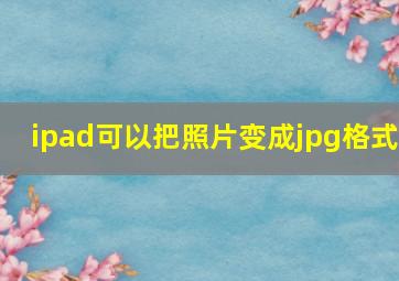 ipad可以把照片变成jpg格式