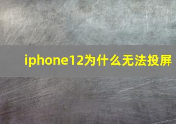 iphone12为什么无法投屏