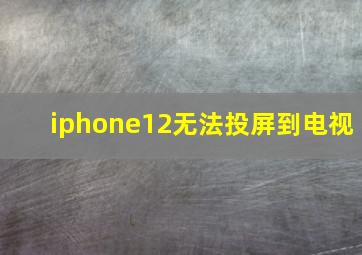 iphone12无法投屏到电视