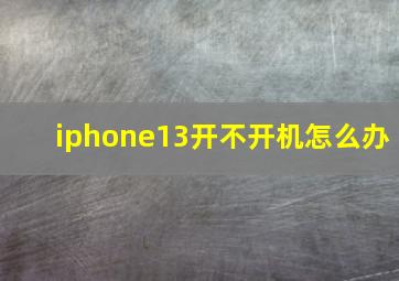 iphone13开不开机怎么办