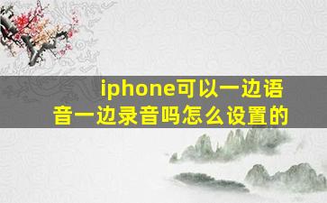 iphone可以一边语音一边录音吗怎么设置的