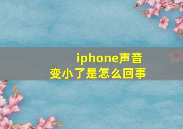 iphone声音变小了是怎么回事