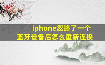 iphone忽略了一个蓝牙设备后怎么重新连接