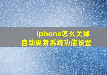 iphone怎么关掉自动更新系统功能设置