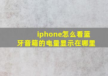 iphone怎么看蓝牙音箱的电量显示在哪里