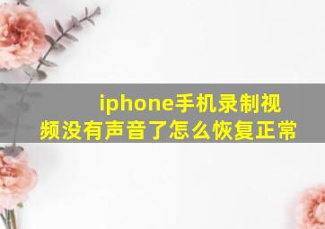 iphone手机录制视频没有声音了怎么恢复正常