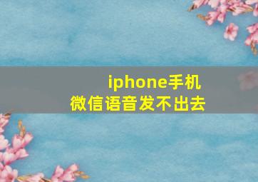 iphone手机微信语音发不出去