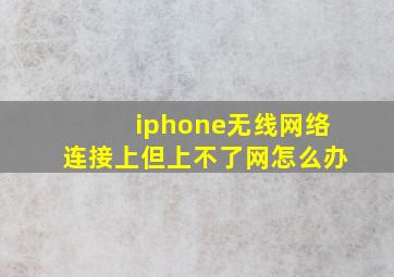 iphone无线网络连接上但上不了网怎么办