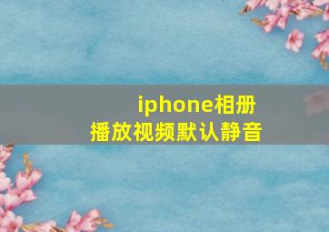 iphone相册播放视频默认静音