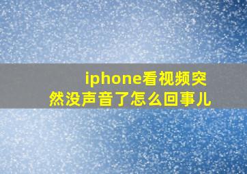 iphone看视频突然没声音了怎么回事儿