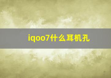 iqoo7什么耳机孔