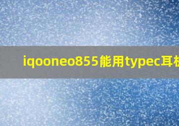 iqooneo855能用typec耳机吗