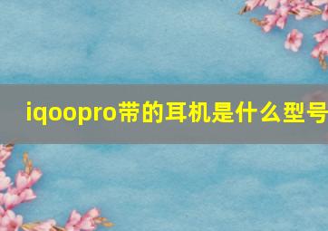 iqoopro带的耳机是什么型号