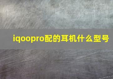 iqoopro配的耳机什么型号