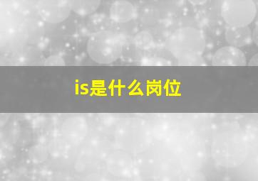 is是什么岗位