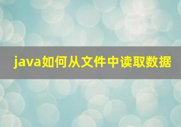 java如何从文件中读取数据