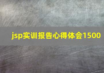 jsp实训报告心得体会1500