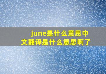 june是什么意思中文翻译是什么意思啊了