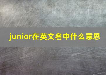 junior在英文名中什么意思