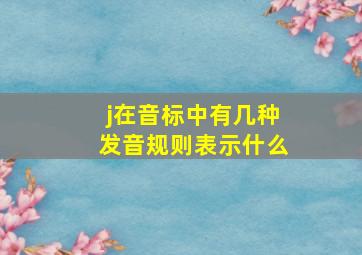 j在音标中有几种发音规则表示什么