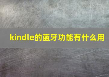 kindle的蓝牙功能有什么用