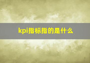 kpi指标指的是什么