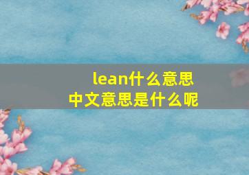 lean什么意思中文意思是什么呢