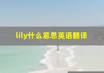 lily什么意思英语翻译