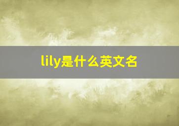 lily是什么英文名