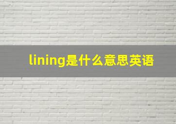 lining是什么意思英语