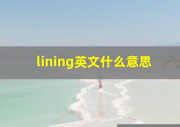 lining英文什么意思