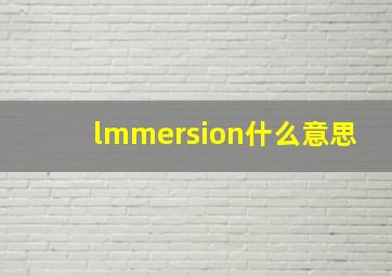 lmmersion什么意思