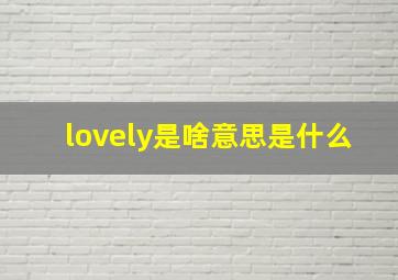 lovely是啥意思是什么