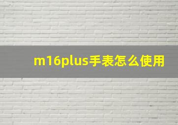 m16plus手表怎么使用