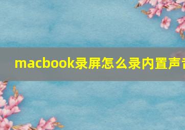 macbook录屏怎么录内置声音