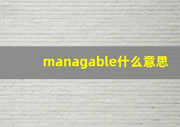 managable什么意思