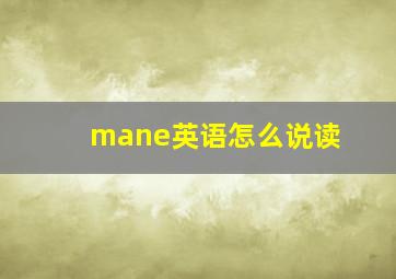 mane英语怎么说读