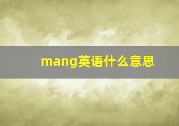 mang英语什么意思