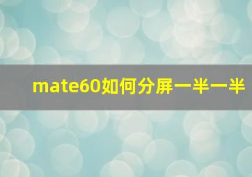 mate60如何分屏一半一半