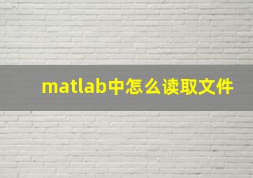 matlab中怎么读取文件