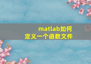 matlab如何定义一个函数文件