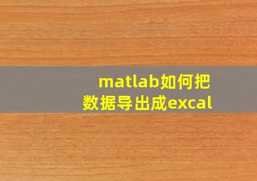 matlab如何把数据导出成excal