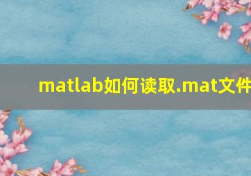 matlab如何读取.mat文件