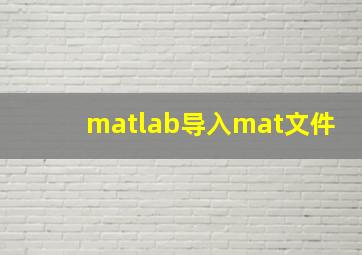 matlab导入mat文件