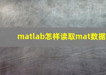 matlab怎样读取mat数据