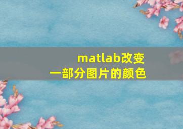 matlab改变一部分图片的颜色